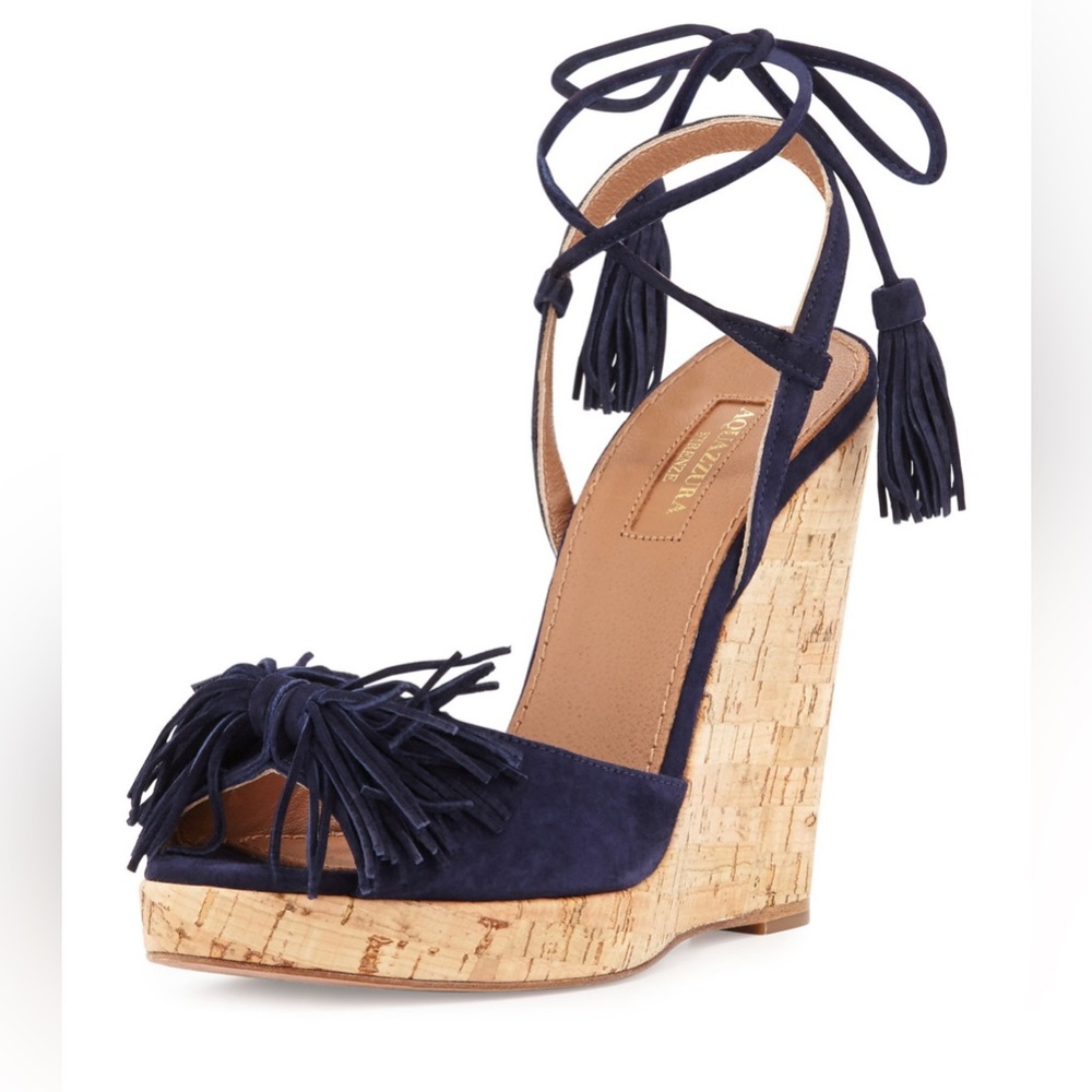 Aquazzura Navy Espadrille Wedges